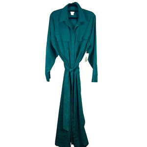 NEW Chico's Jacquard A-Line Maxi Dress Sz 12 Emerald Tiger Pattern $159 Belt D17